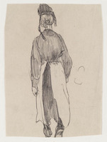 KT 1989 038
<br/>
Dienstmeisje in short en muts, op de rug gezien. (Verso: een ijskar)
<br/>
<em>Kuperus, Sjoerd (1893 - 1988)</em>